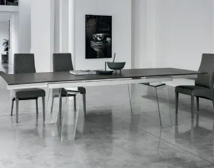 Tavolo di design allungabile in vetro Crystal Plus di Target Point