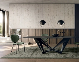 Tavolo in impiallacciato frassino tinto carbone Papillon di Sedit