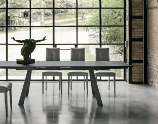 Tavolo moderno Ponente 180 di Target Point in metallo e vetro opaco allungabile