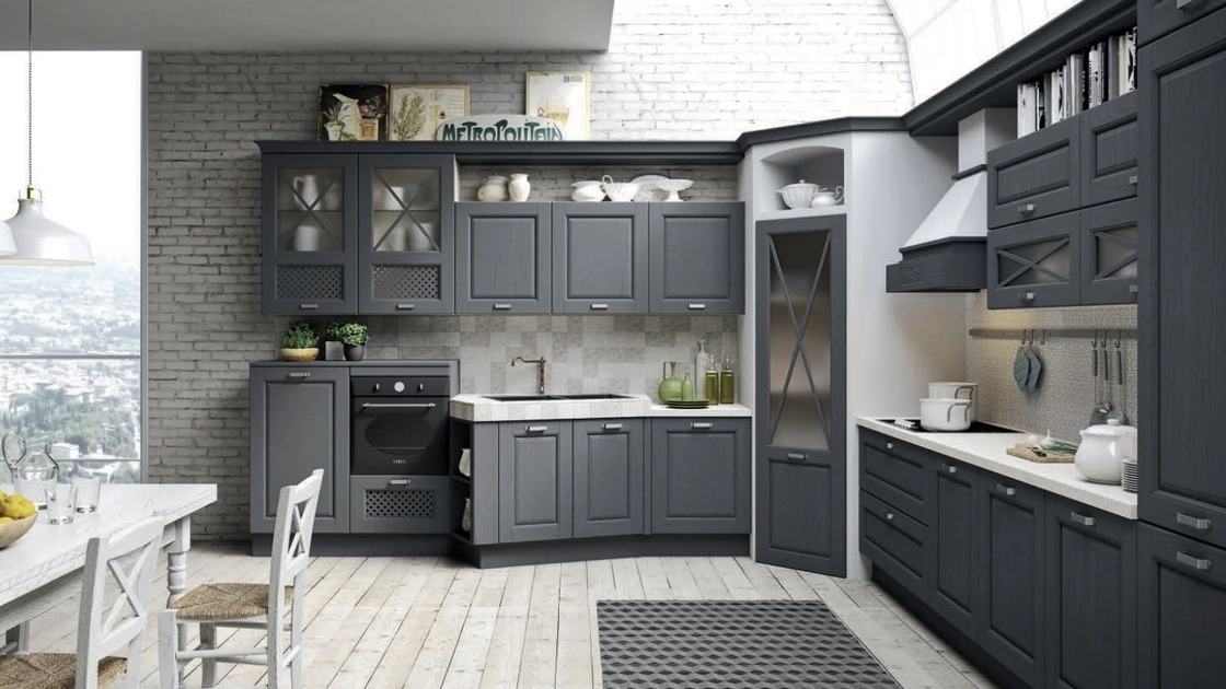 Cucina Classica angolare Bellagio in Frassino Antracite di Aran