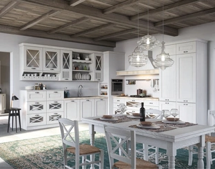 Cucina Classica angolare Bellagio in Frassino tinto Corda decapé di Aran