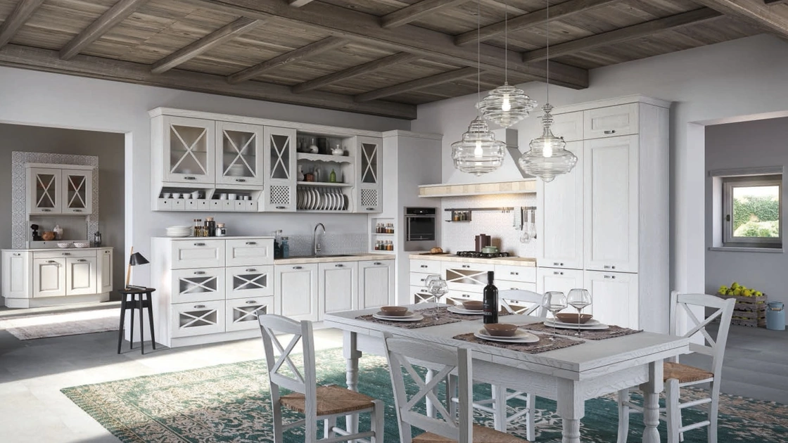 Cucina Classica angolare Bellagio in Frassino tinto Corda decapé di Aran