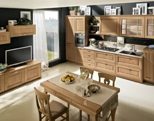 Cucina Classica lineare Bolgheri v07 in Rovere Natura e top in laminato Corten Sabbia di Stosa