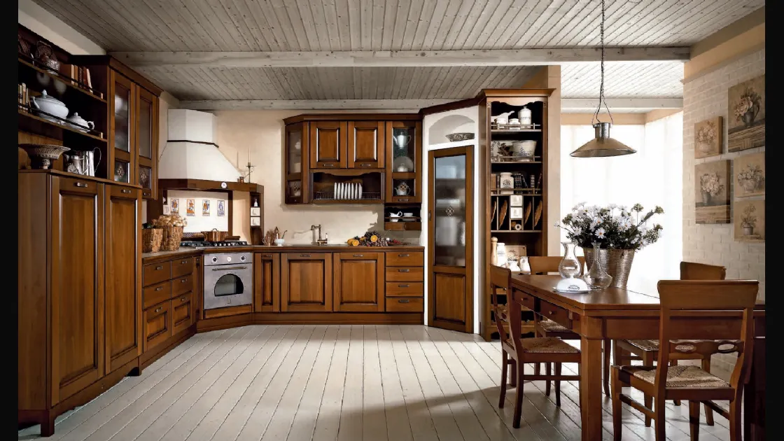 Cucina Classica Etrusca angolare in legno di Aran