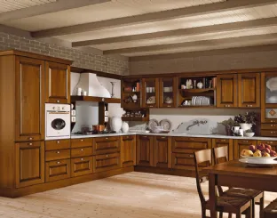 Cucina Classica Etrusca angolare in legno con cappa di Aran