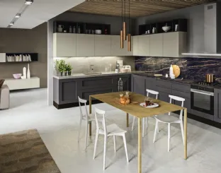 Cucina Classica angolare Licia in legno di Rovere Grigio Antracite e Grigio Seta di Aran