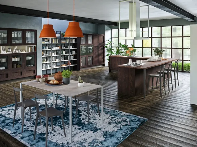 Cucina Classica angolare Licia in Rovere Cuoio di Aran