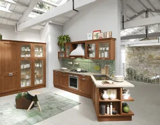 Cucina Classica lineare Magistra in Frassino tinto Rovere anticato e vetro di Aran