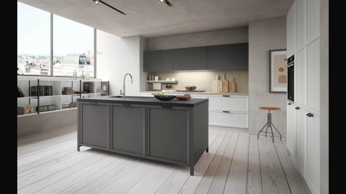 Cucina Classica Newport v6 in Frassino laccato Bianco Alba di Stosa