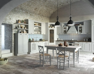 Cucina Classica angolare Trevi in Castagno tinto Bianco ghiaccio di Aran