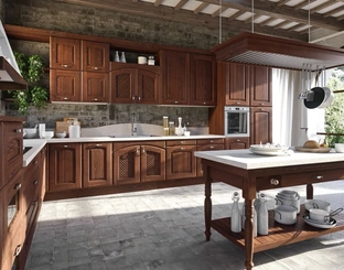 Cucina Classica Trevi angolare Trevi in Castagno tinto Noce di Aran