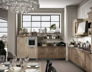Cucina Classica York v9 in Rovere Nordic e Visone, Maniglia Soul Finitura Peltro Stosa