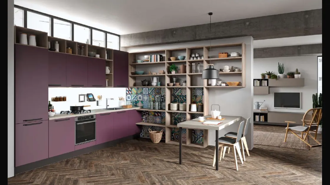 Cucina Design angolare in laccato opaco Melanzana di Aran