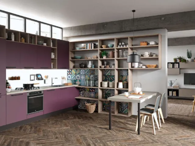 Cucina Design angolare in laccato opaco Melanzana di Aran