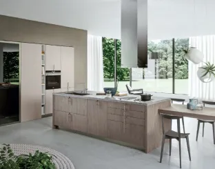 Cucina Design Lab13 con basi in LPL Rovere cenere con anta Plana di Aran