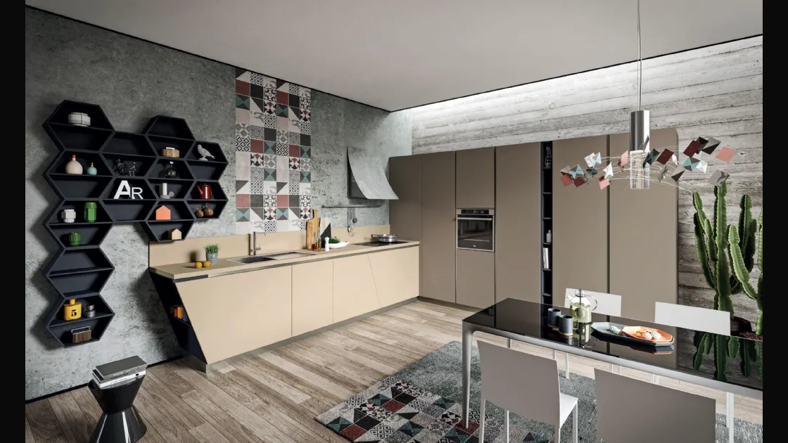 Cucina Design ad angolo Lab13 con anta inclinata in Fenix di Aran