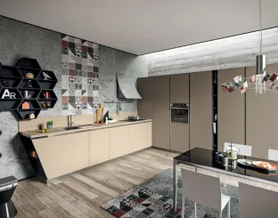 Cucina Design lineare Lab13 con anta inclinata in Fenix di Aran