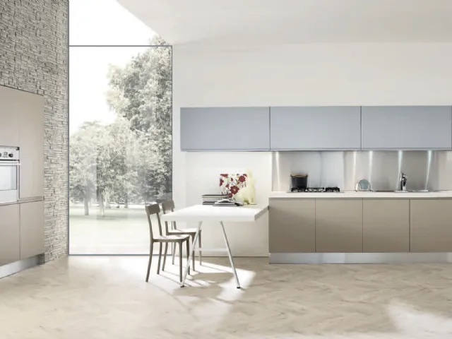 Cucina Design lineare Masca in laccato Polvere e Corda opaco di Aran