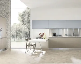 Cucina Design con penisola Masca in laccato Polvere e Corda opaco di Aran