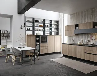 Cucina Design lineare Quadro in Noce Grigio e laccato Grigio Londra di Aran