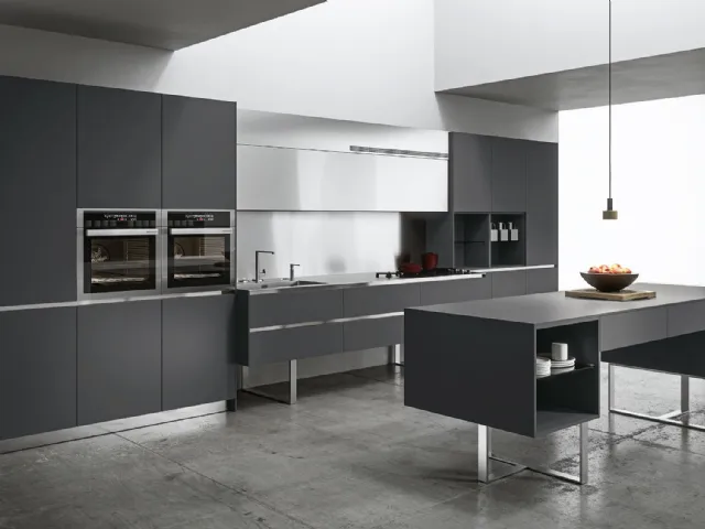 Cucina Design lineare Sipario in Fenix Grigio Bromo di Aran