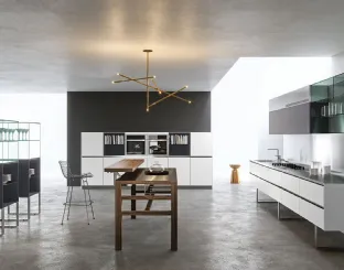 Cucina Design lineare Sipario in Fenix Alaska e Grigio Bromo di Aran