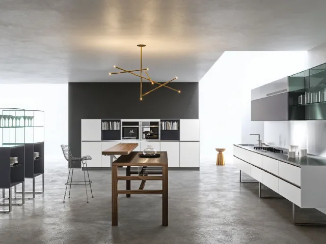 Cucina Design lineare Sipario in Fenix Alaska e Grigio Bromo di Aran