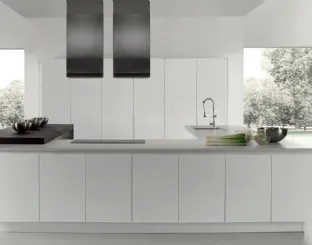 Cucina Design lineare Volare in laccato Bianco lucido con top Unicolor Bianco di Aran