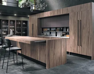 Cucina Design con isola Volare in Legno e Vetro di Aran