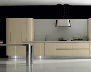 Cucina Design lineare Volare in laccato lucido spazzolato Avorio di Aran