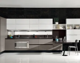 Cucina Design lineare Volare Yellow Fine laccato cenere e bianco di Aran