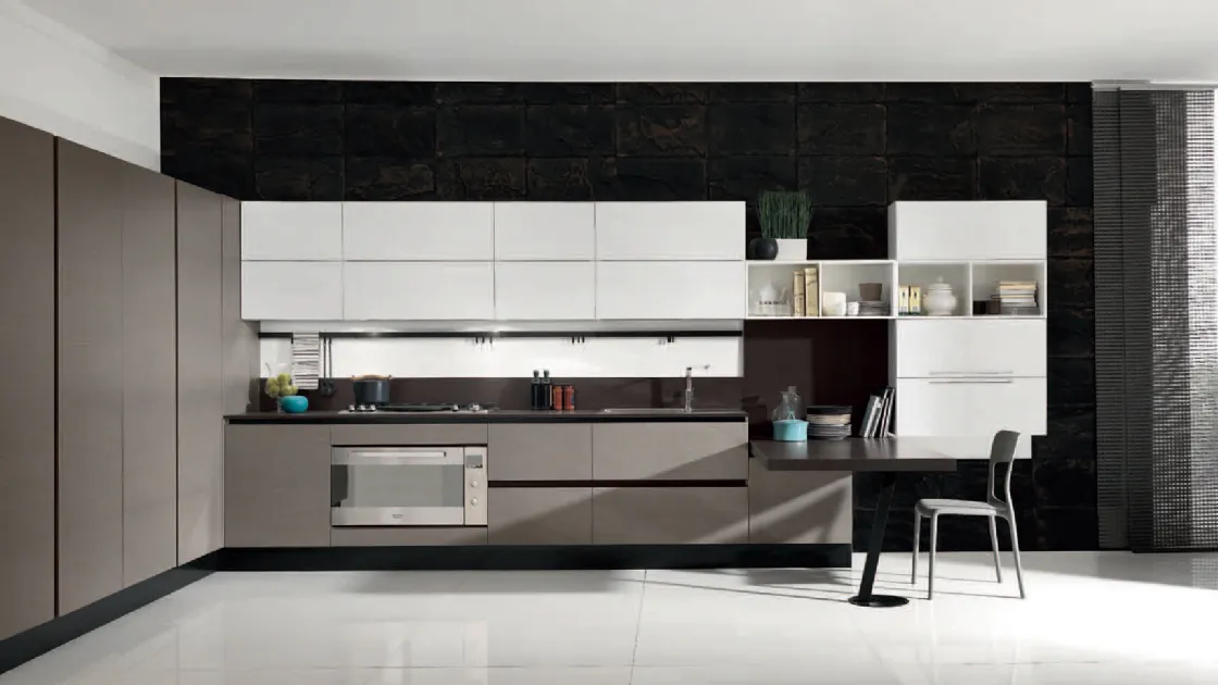 Cucina Design lineare Volare Yellow Fine laccato cenere e bianco di Aran