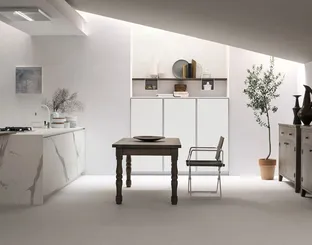 Cucina Moderna con penisola Aliant 10 in vetro e HPL di Stosa