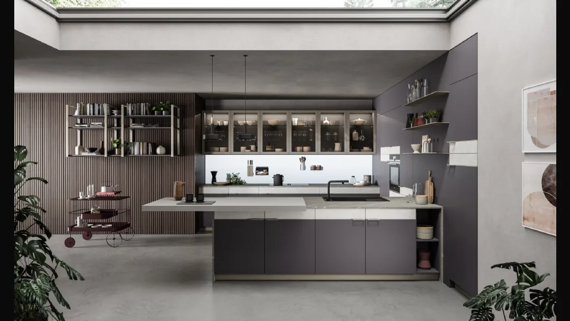 Cucina Moderna con penisola in laminato HPL Scacco Matto di Aran