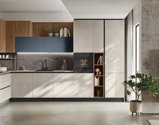 Cucina Moderna angolare Art-Kaya 06 in materico cemento di Stosa
