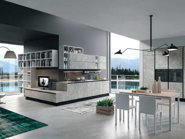 Cucina Moderna lineare Bijou in grès Zaha’s stone di Aran