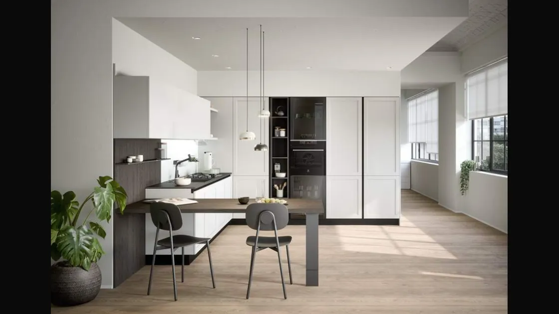 Cucina Moderna angolare con penisola Clio Composizione 02 di Prima Cucine