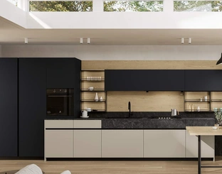 Cucina Moderna lineare Domino Composizione 03 in Pet di Prima Cucine