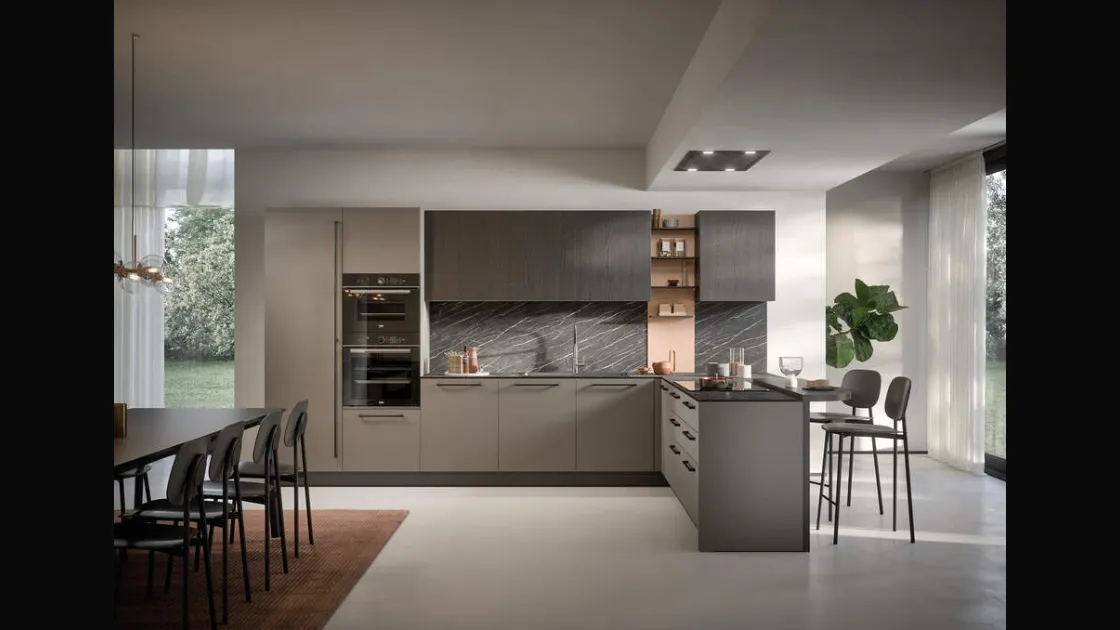 Cucina Moderna con penisola Domino Composizione 10 di Prima Cucine