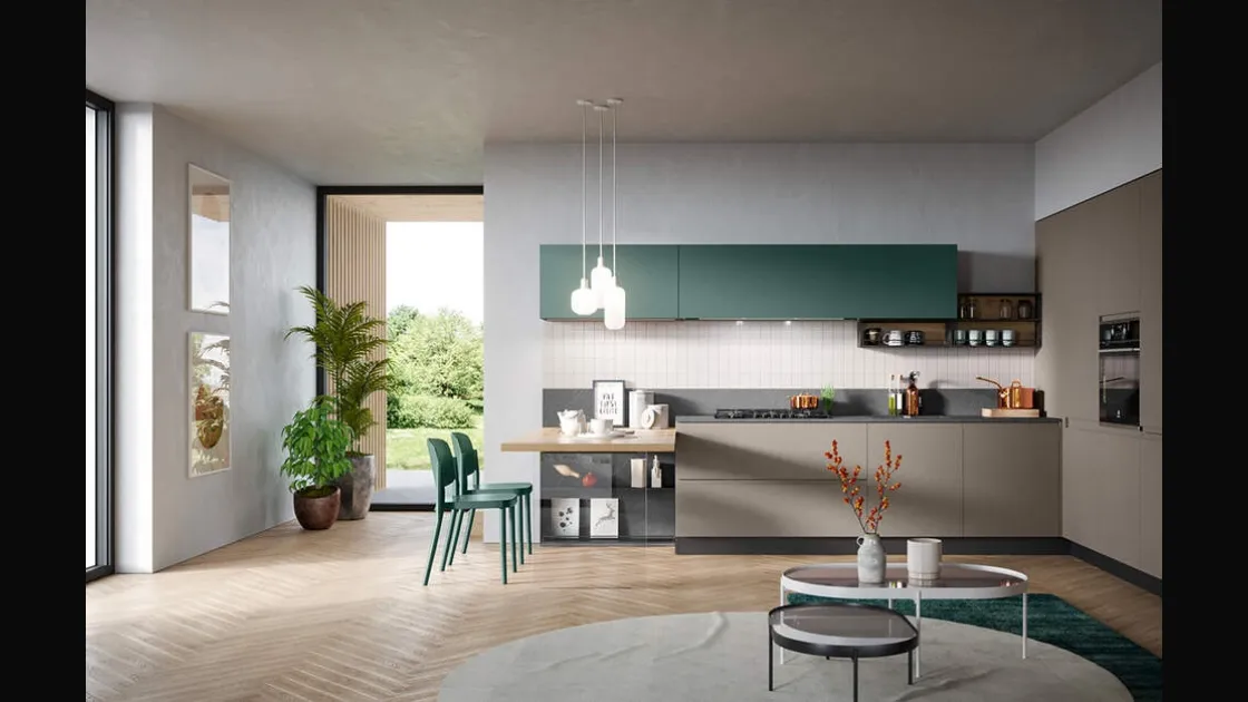 Cucina Moderna angolare con penisola Fly Composizione 03 di Prima Cucine