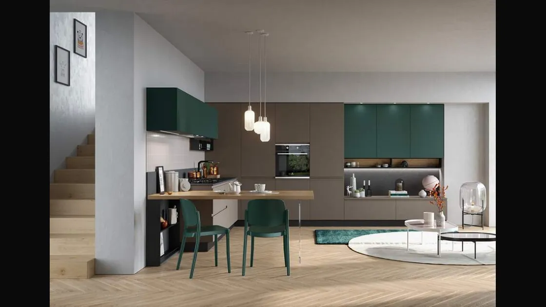 Cucina Moderna angolare con penisola Fly Composizione 03 di Prima Cucine