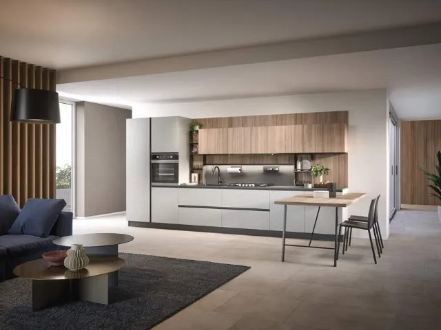 Cucina Moderna lineare con penisola Hera Composizione 01 di Prima Cucine