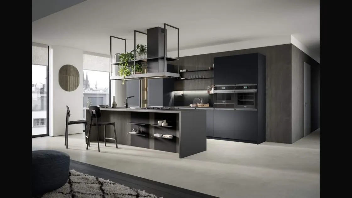 Cucina Moderna con isola Hera Composizione 06 in pet e laminato di Prima Cucine