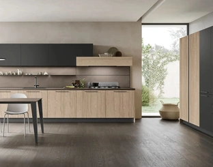 Cucina Moderna lineare Infinity 09 in Rovere e Pet di Stosa