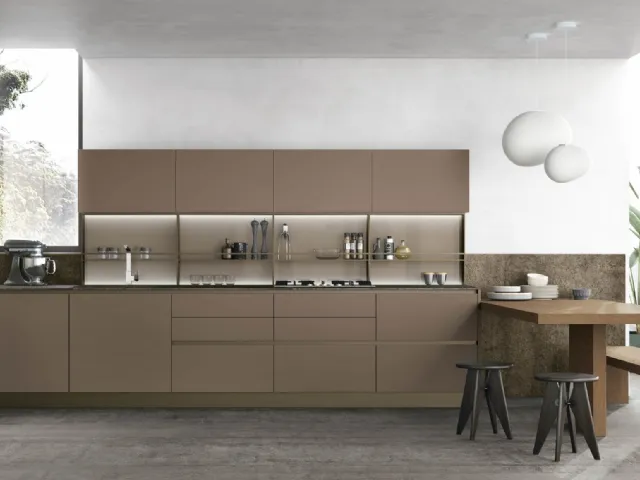 Cucina Moderna con penisola Infinity v05 in Pet di Stosa