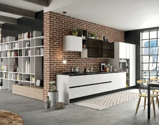 Cucina Moderna lineare Mia in LPL Bianco Seta di Aran