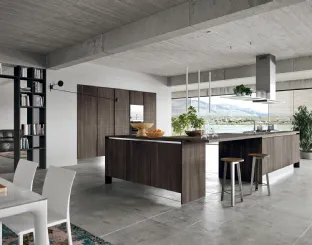 Cucina Moderna angolare con penisola Mia in LPL Rovere di Aran