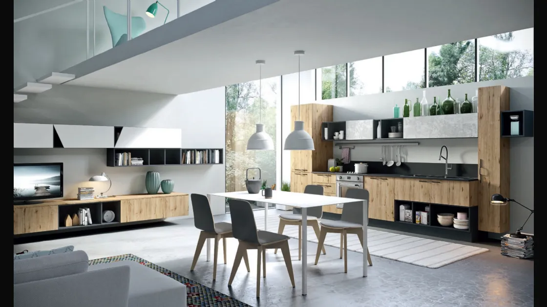 Cucina Moderna lineare Mia in LPL Rovere Nuova Zelanda di Aran