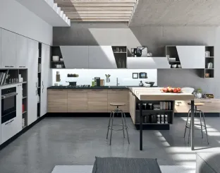 Cucina Moderna con penisola  Mia in LPL Olmo di Aran