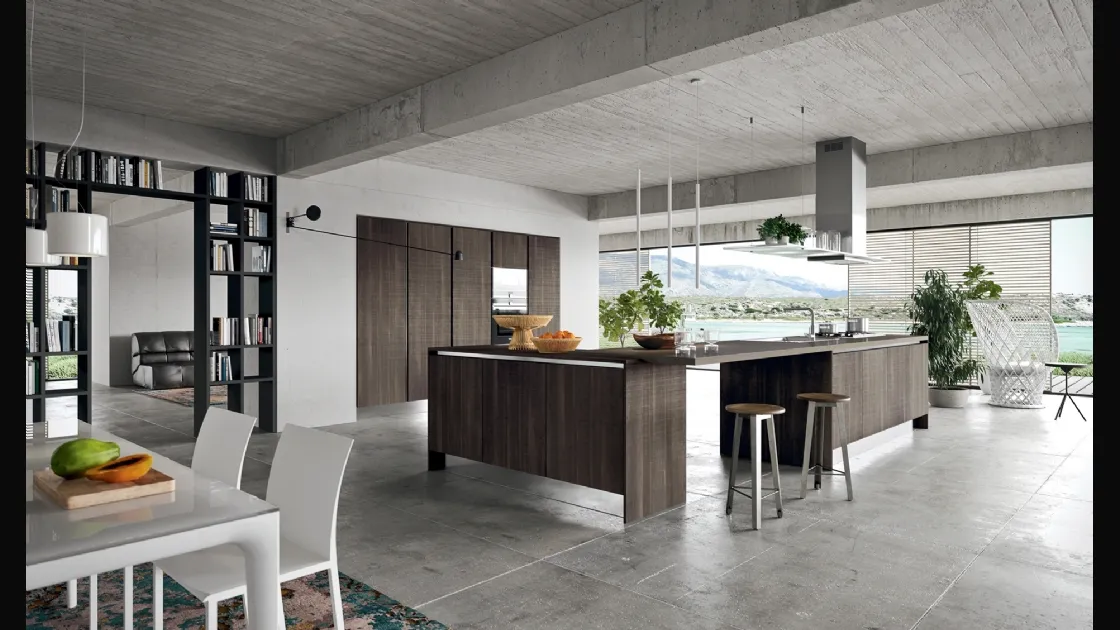 Cucina Moderna Mia in LPL Rovere con isola angolare di Aran